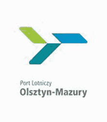 a blue and green logo for port lotniczy olsztyn-mazury