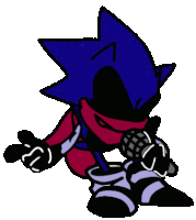 a cartoon of a sonic the hedgehog holding a microphone in his hand .