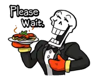 a cartoon of papyrus in a tuxedo holding a plate of spaghetti