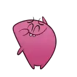 a cartoon drawing of a pink monster with a smile on his face .