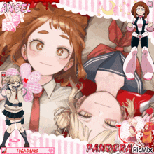 a collage of anime characters including angel togachako and pandora