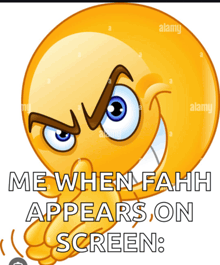 an angry smiley face with the words me when fahh appears on screen below it