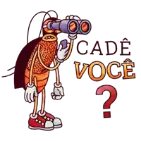 a cartoon cockroach is looking through binoculars with the words cadé voce behind him