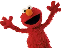 elmo from sesame street has his arms outstretched in the air