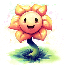 a drawing of a flower with a smile on it