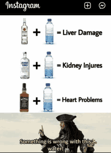 a jack sparrow meme shows a bottle of jack daniels and a bottle of absolut vodka