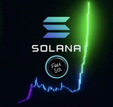 a graphic for solana with a free sol button