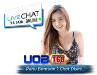 a woman stands in front of a sign that says live chat