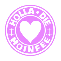 a purple circle with holla die moinfee written in white