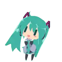 a cartoon drawing of hatsune miku with green hair and headphones