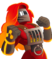 a cartoon character with red hair is wearing a helmet and gloves