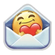 an emoji is holding a heart in an envelope .