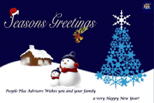 a christmas card from people plus advisors wishes you and your family a happy new year