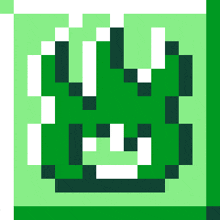 a pixel art drawing of a green cactus with white spots on a green background .