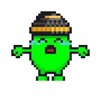 a pixel art of a green frog crying with the words cry me a river above it