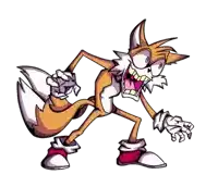 a cartoon drawing of tails from sonic the hedgehog with his mouth wide open .