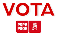 a red sign that says vota psv psoe on it