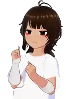 a girl with a bandaged arm giving a thumbs up