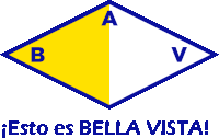 a blue and yellow diamond with the letters b and v in it