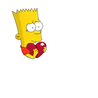 bart simpson is holding a red heart with a sad look on his face