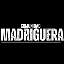 the word madriguera is written in white letters on a black background