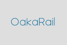 a logo for oak rail is displayed on a grey background