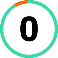 a green and orange circle with the number 0 in the center