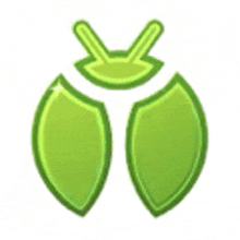 a green icon of a bug with two wings and a crown on its head .