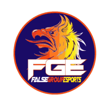 a logo for fge false groupesports with a phoenix on it