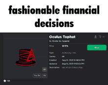 a screenshot of a fashionable financial decisions app