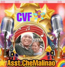 a picture of a man and a woman with the words cvf and assist che malinao below them