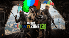 a call of duty clown zone 2.0 poster with soldiers