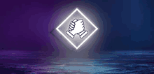 a handshake icon in a square with a purple background