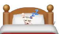 a hairless cat is sleeping in a bed with a blue zzz symbol above it