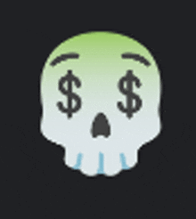 a skull with two dollar signs in its eyes