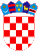 a red and white checkered coat of arms with a crown