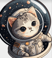 an illustration of a cat wearing an astronaut 's suit