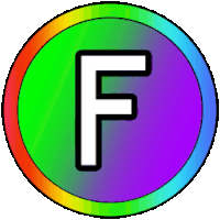 a rainbow colored circle with a letter f in the center