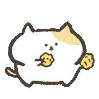 a cartoon drawing of a white cat with a yellow spot on its chest