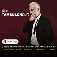 a man in a suit and tie with the words sin tamsulondo