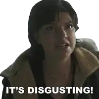 a woman says it 's disgusting in a sticker