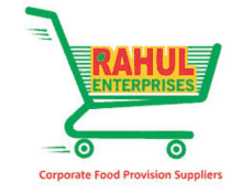 a green shopping cart with the words rahul enterprises corporate food provision suppliers on it