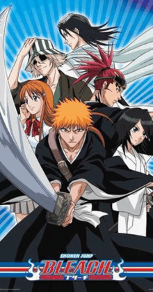 a poster for bleach shows a group of characters