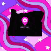 a map of the state of oregon with a pink pin