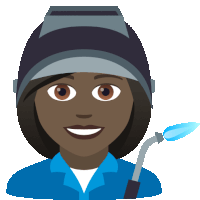 an illustration of a woman wearing a welding helmet