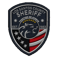 a patch for the los santos county sheriff with a wolf on it