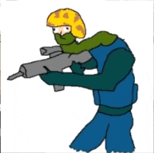 a cartoon of a man holding a gun