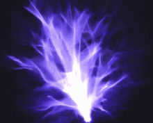 a dark background with a purple flame coming out of the center