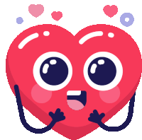 a cartoon heart with big eyes and arms and legs