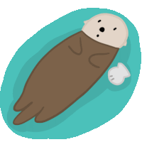 a cartoon of an otter laying on its back on a blue surface